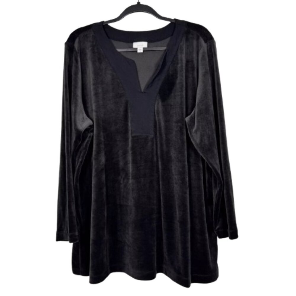 NWT J. Jill Womens Size XS Black Velvet V-Neck Pullover Tunic Top NEW - Picture 4 of 7